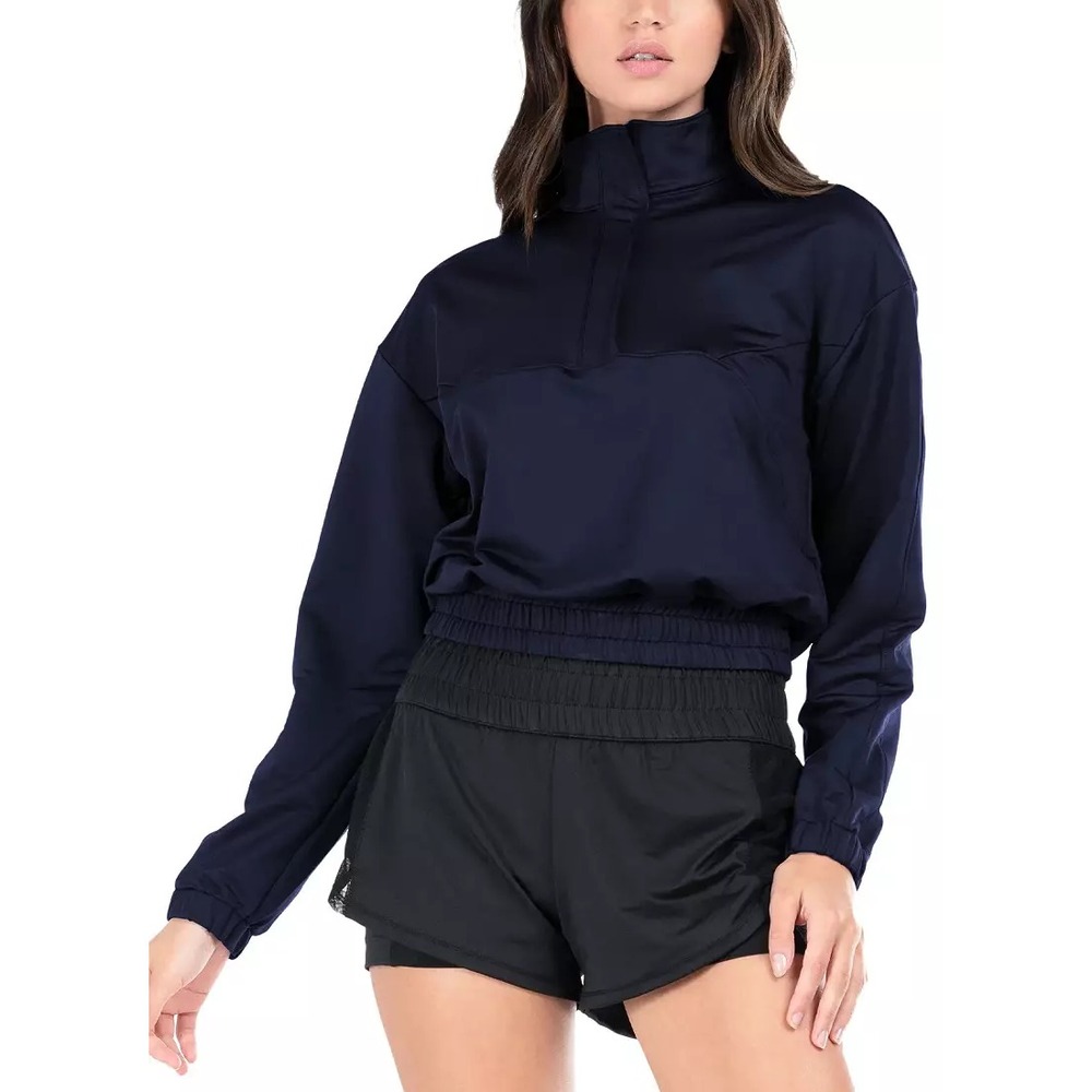 Lucky in Love Womens Tennis Mock Pullover Black 1/4 Zip Vaportex Small CT981-001